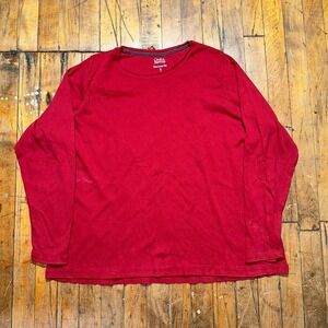 Croft & Barrow T Shirt Men's Size 1X Red Solid Long Sleeve Crew Neck Classic Tee